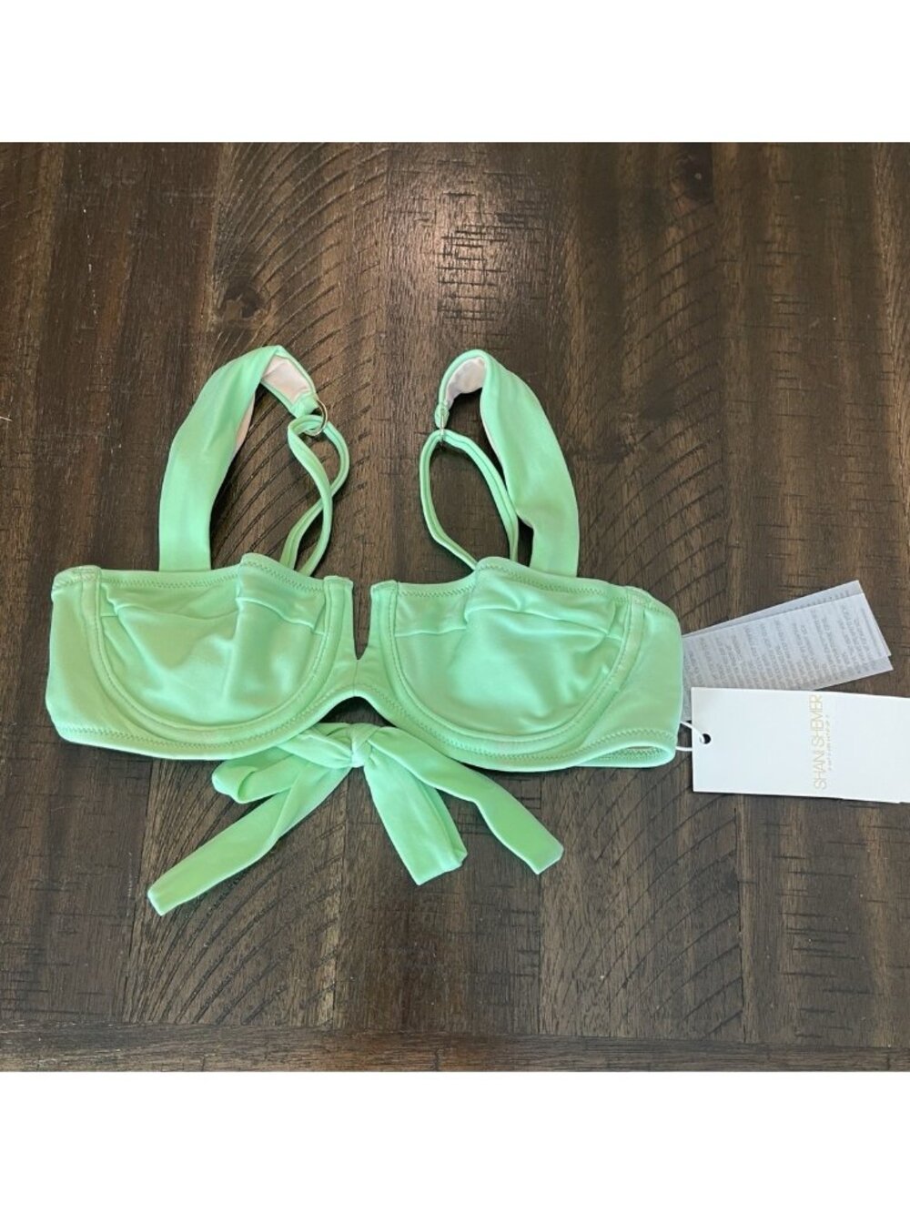 New Shani Shemer Apple Green Wired Bralette Swim Top Size X-Small Beach Pool